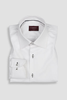 Egyptian White Twill Semi Spread Collar Shirt