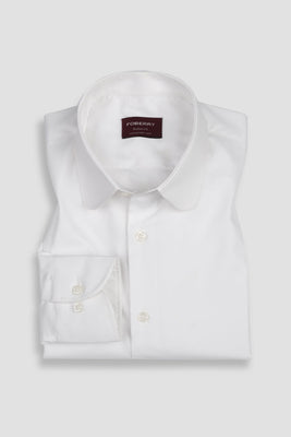 Egyptian White Twill Shirt - Club Collar
