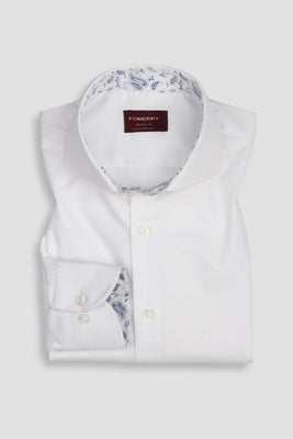 Egyptian White Twill Shirt - Cut Away Extreme Collar Shirt