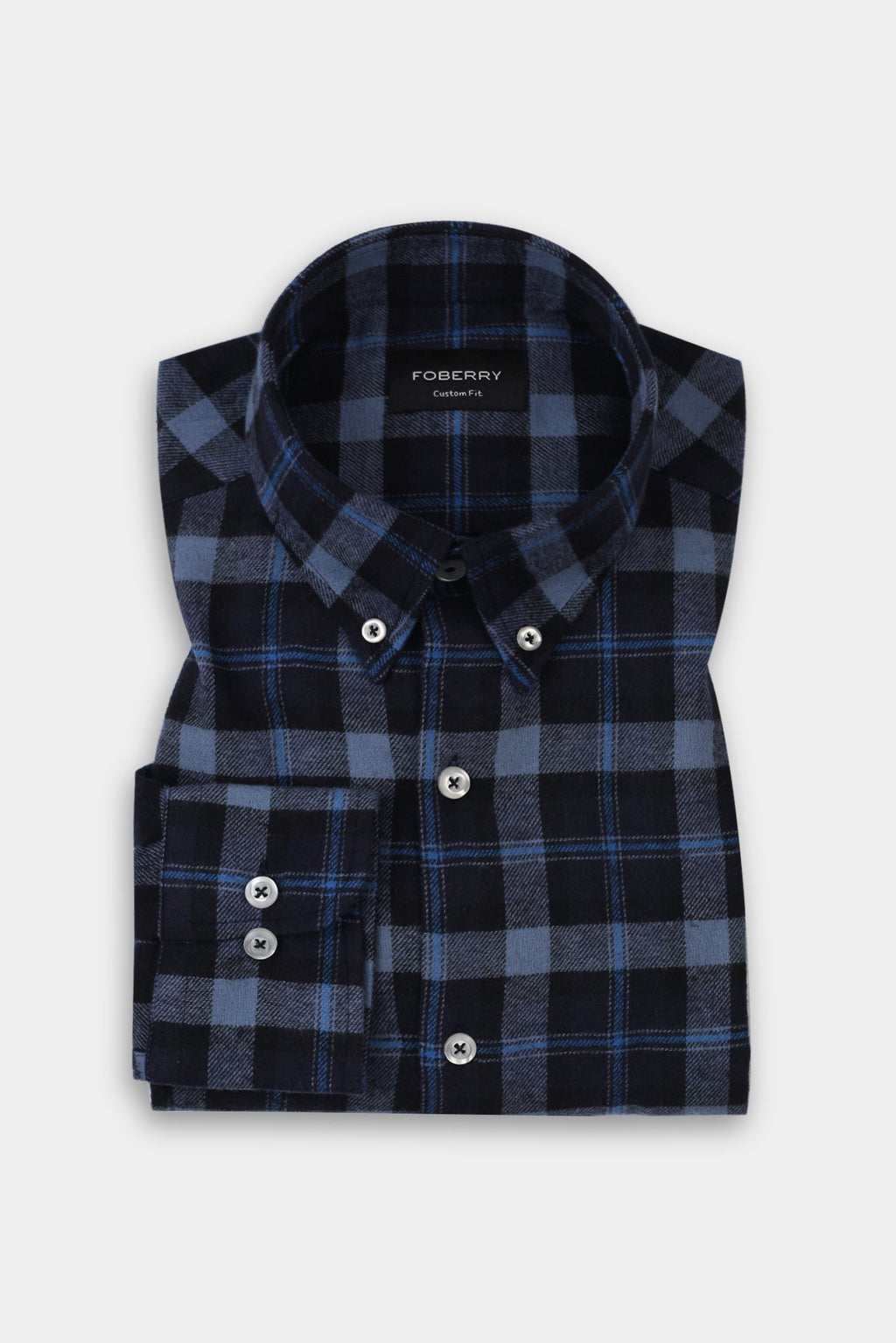 Soft Yale Blue Tartan Winter Flannel Shirt