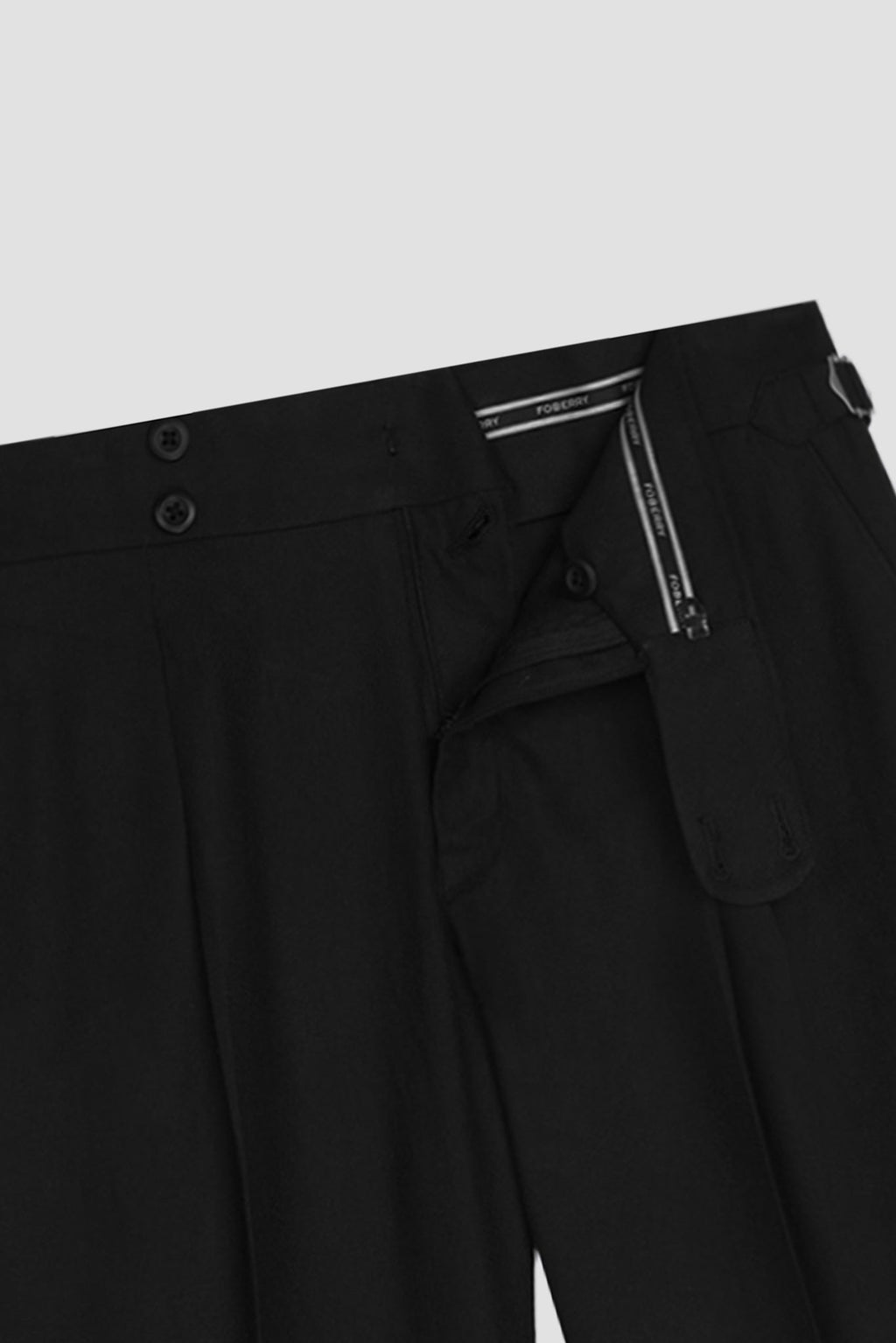 Black Herringbone Linen Trousers