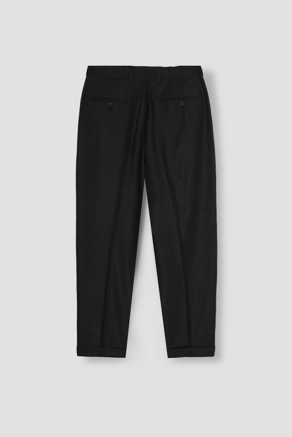 Black Twill Cotton Linen Trousers