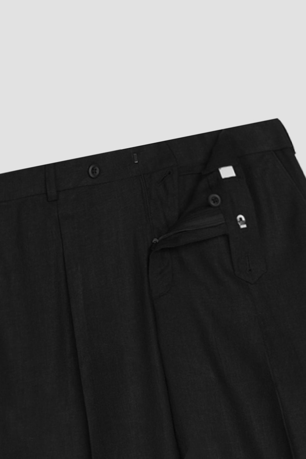 Black Twill Cotton Linen Trousers