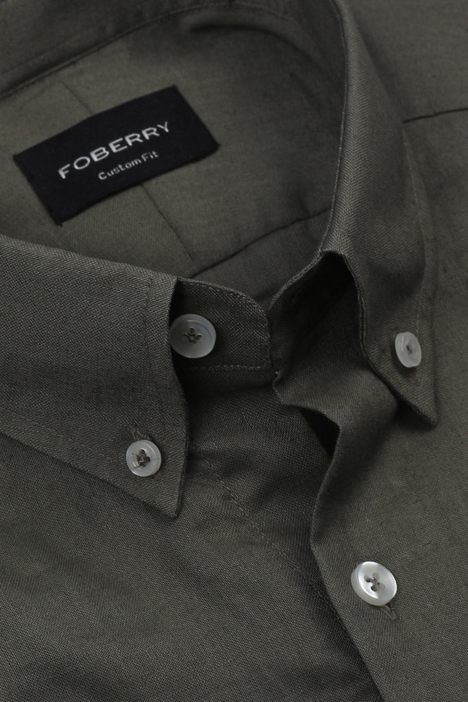 Silky Green Stretchable Linen Shirt
