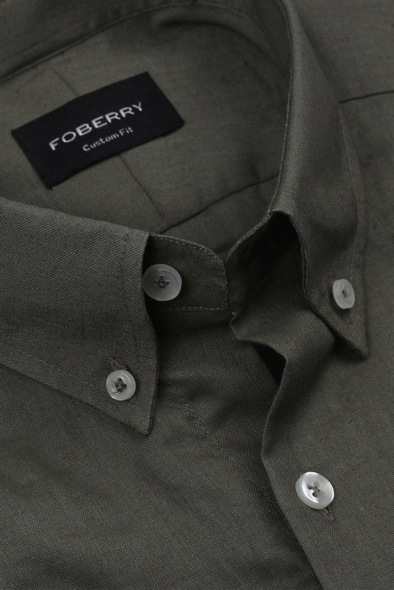 Silky Green Stretchable Linen Shirt