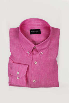 Deep Pink Italian Linen Shirt - Foberry USA
