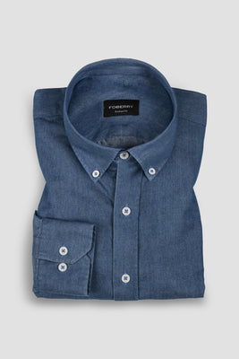 Denim Medium Wash Button Down Shirt - Foberry USA