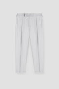Soft Grey Herringbone Linen Trousers