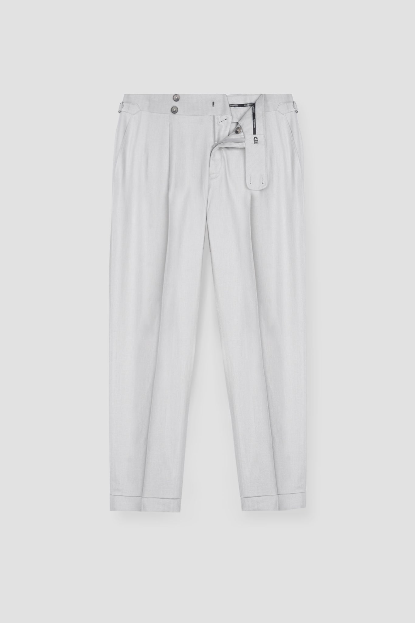 Soft Grey Herringbone Linen Trousers