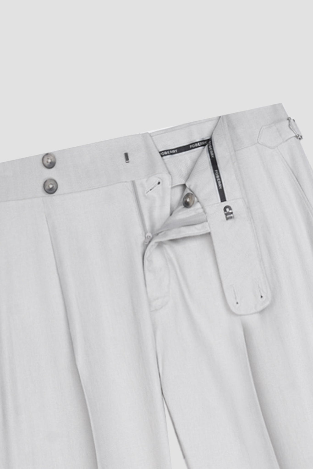 Soft Grey Herringbone Linen Trousers