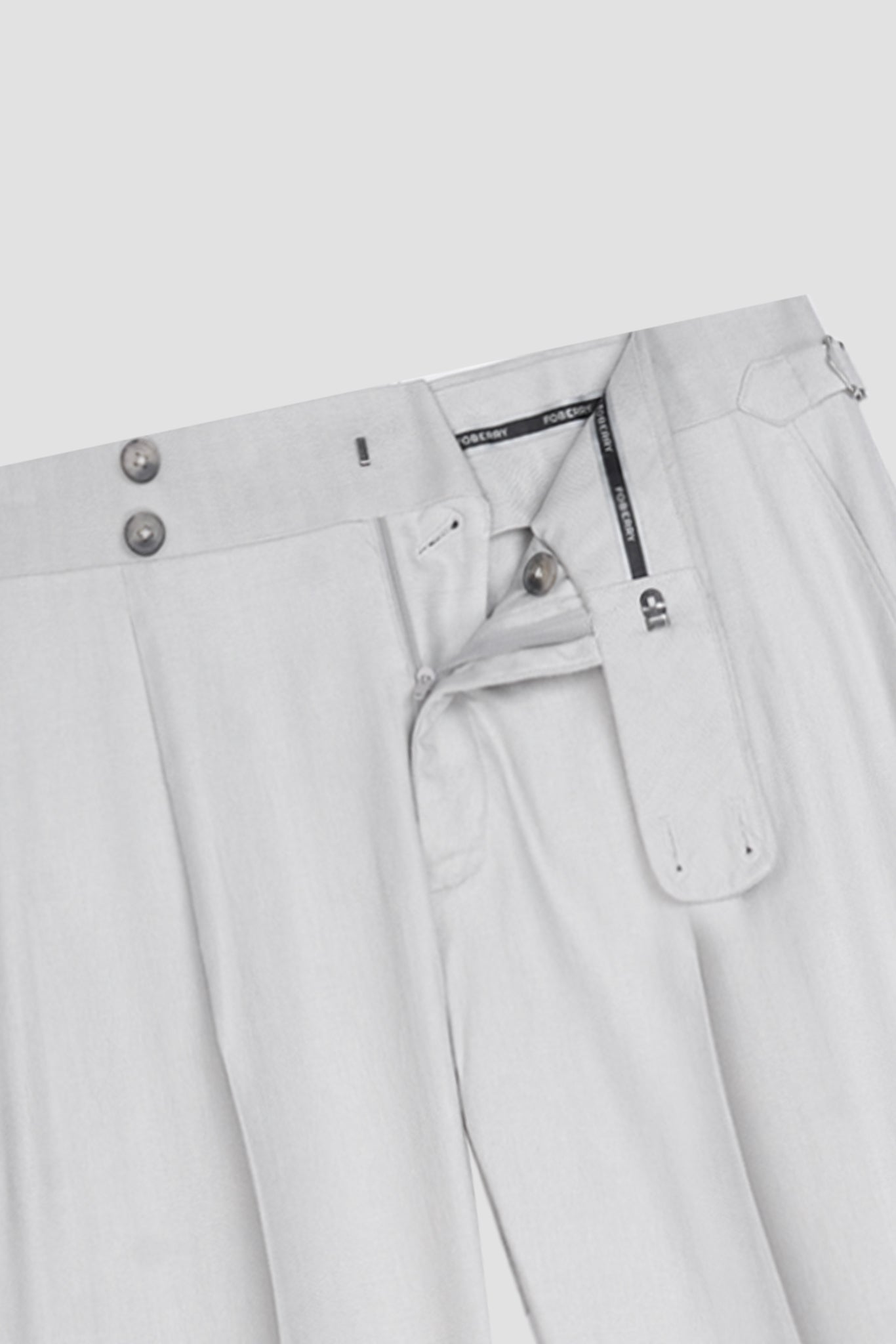 Soft Grey Herringbone Linen Trousers