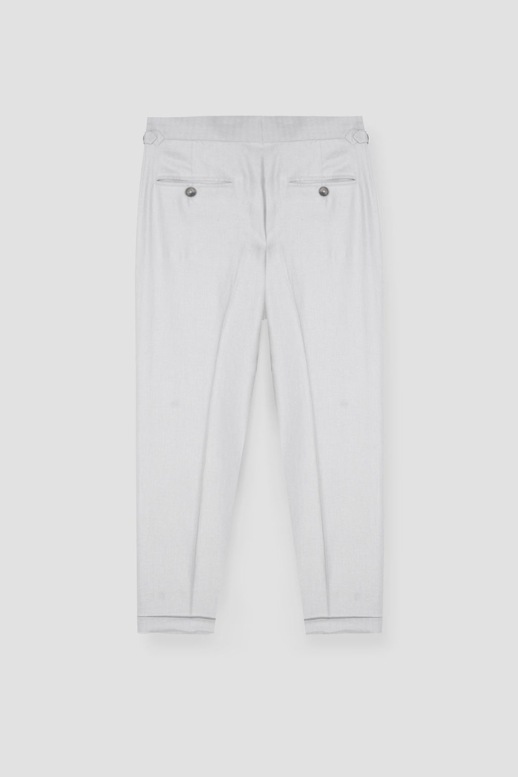Soft Grey Herringbone Linen Trousers