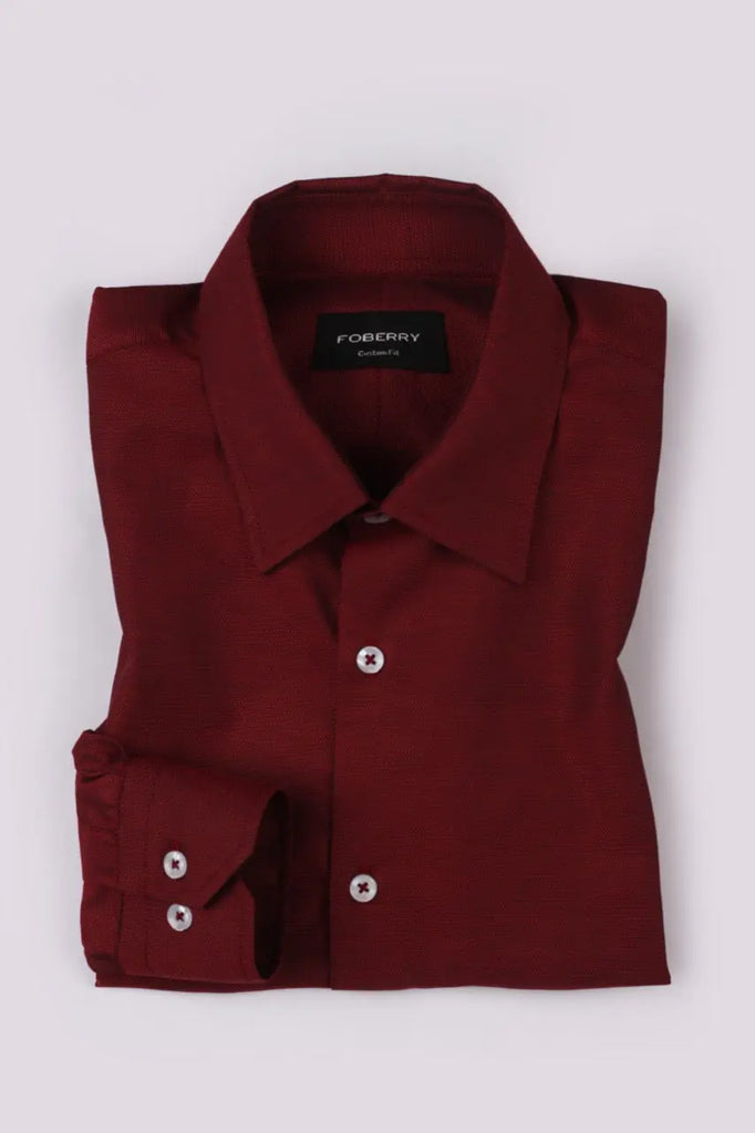 Maroon Self Structured Shirt Foberry