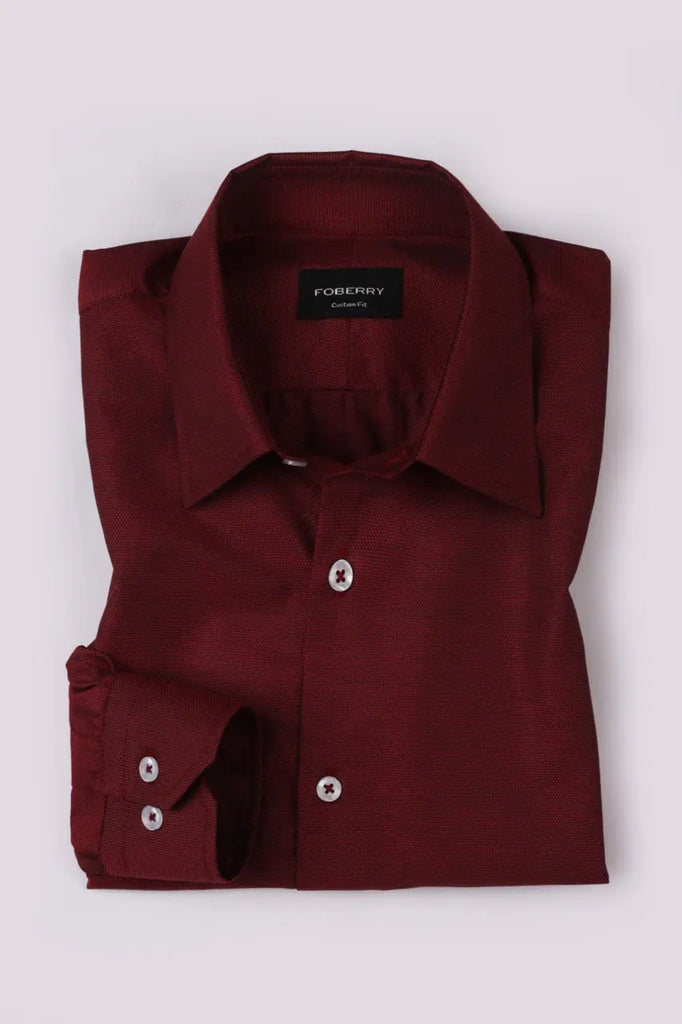 Maroon Self Structured Shirt Foberry