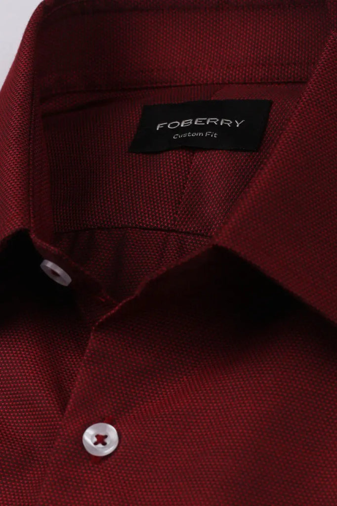 Maroon Self Structured Shirt Foberry