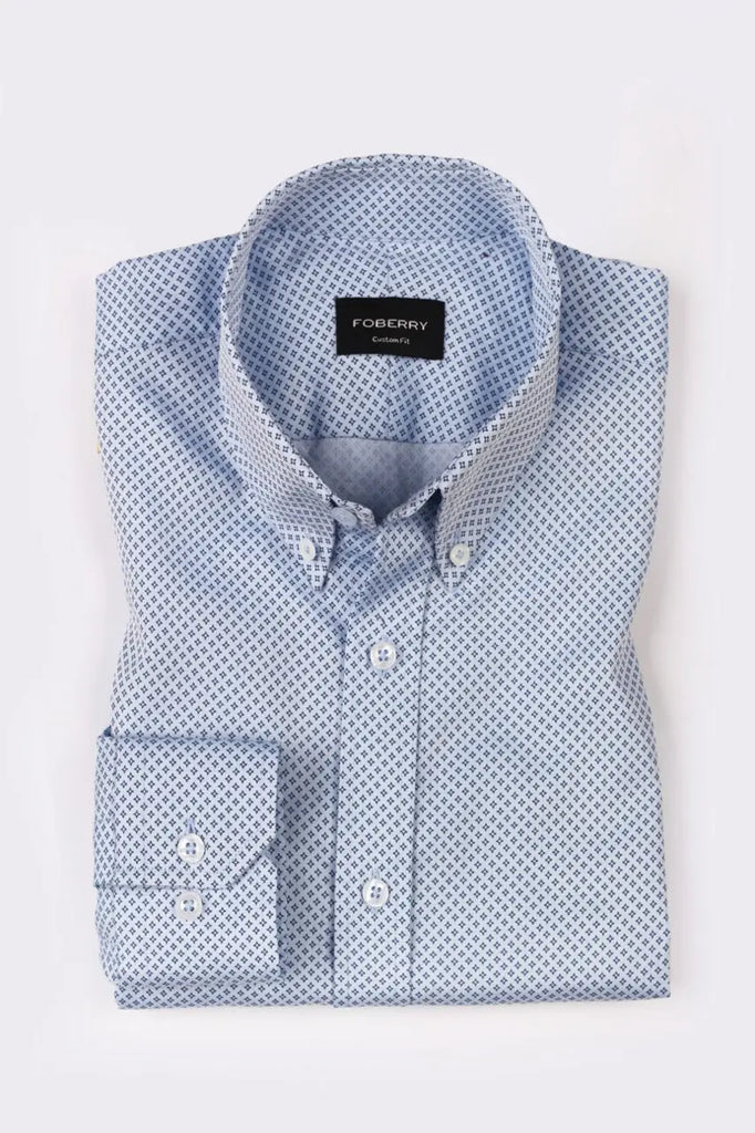 Texas Star Blue Printed Shirt Foberry