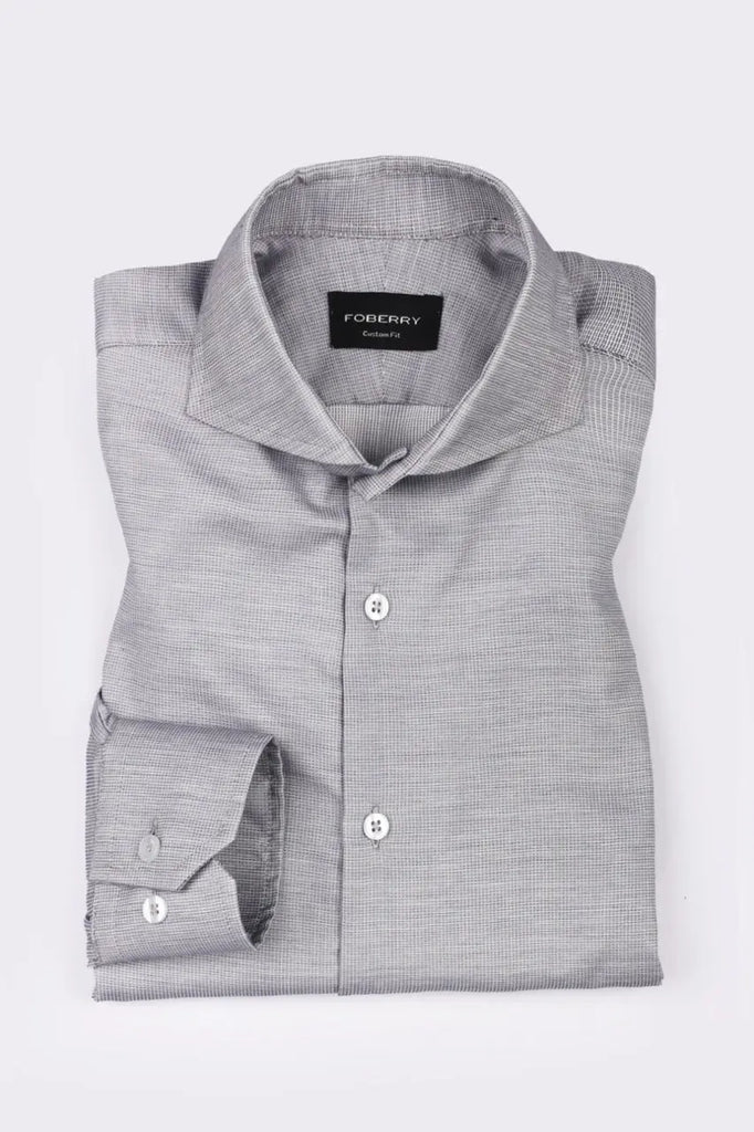 Light Grey Self Structured Shirt Foberry