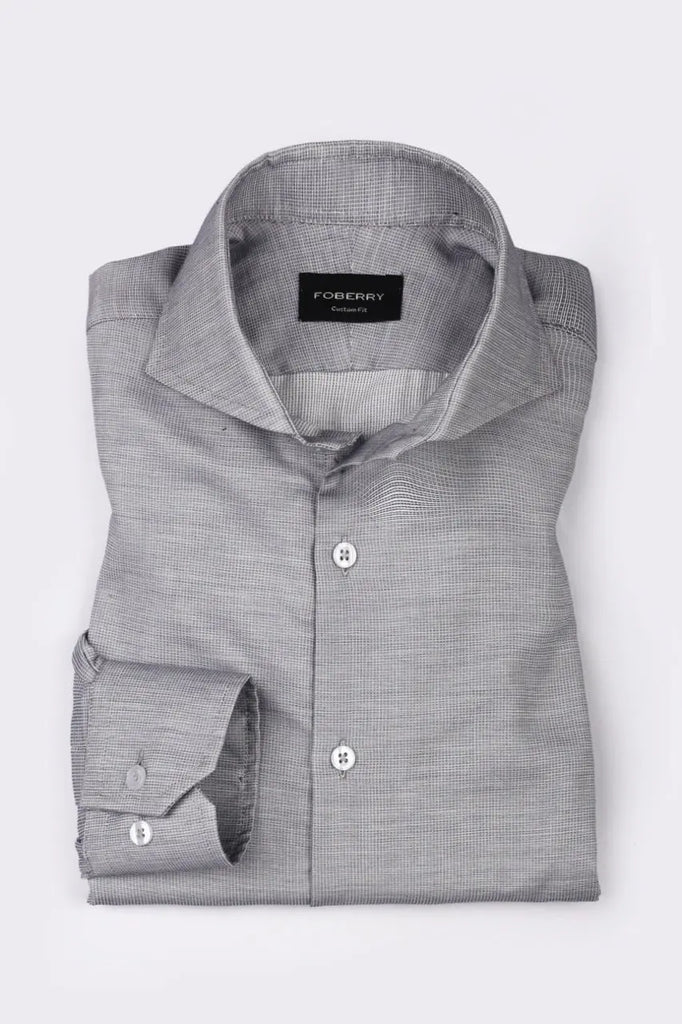 Light Grey Self Structured Shirt Foberry