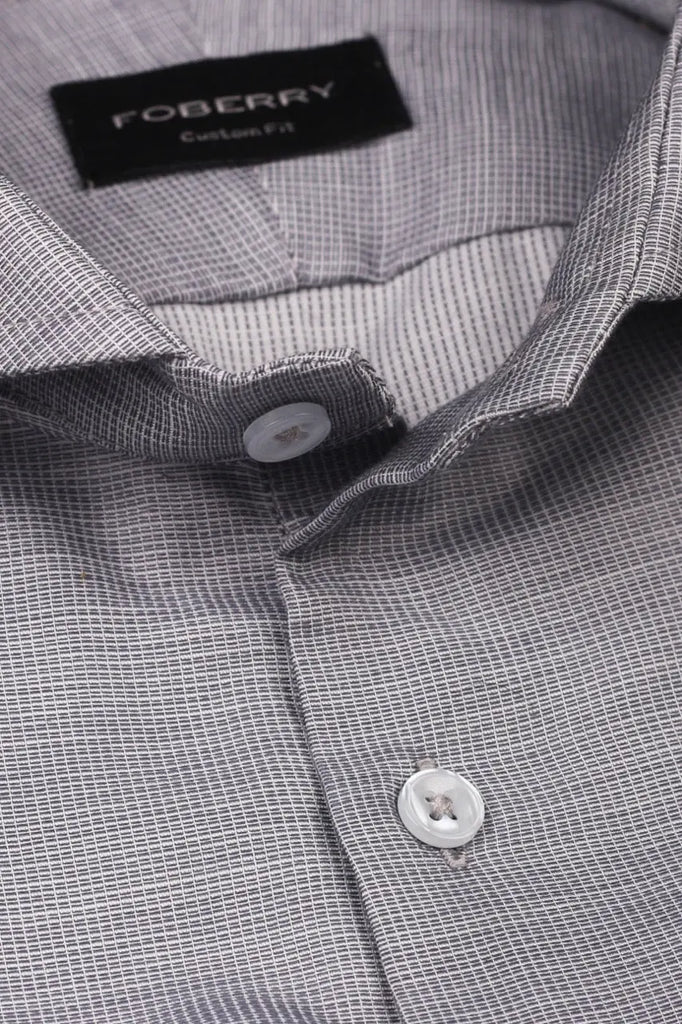Light Grey Self Structured Shirt Foberry