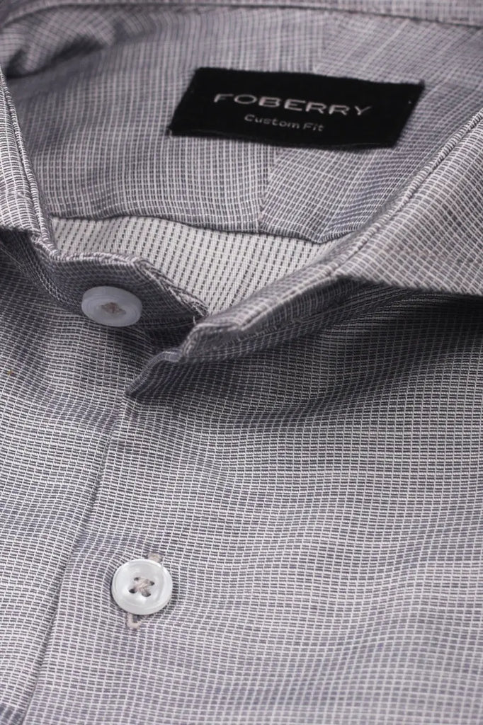 Light Grey Self Structured Shirt Foberry